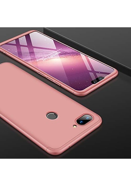 Xiaomi Mi 8 Lite Kılıf 3 Parçalı Tam Koruma Sert Mika Ays Kapak Rose Gold