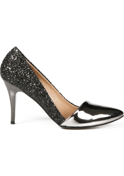 Plus Platin Ayna Siyah Camkırıgı Kadın Stiletto modelleri