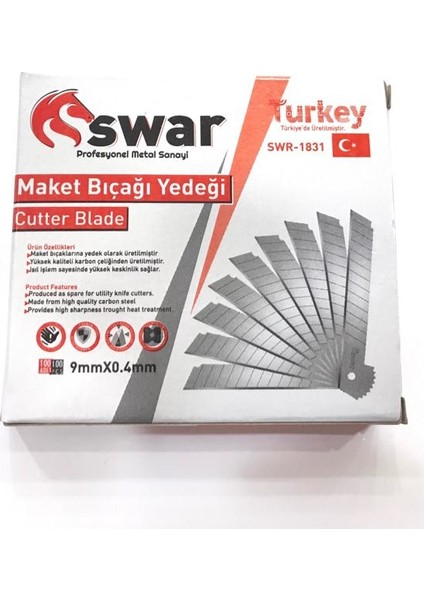 Maket Bıçağı Ağzı 9Mm X 0.4 Mm 10'Lu Paket