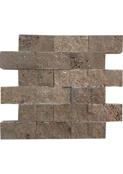 5X10Cm Kahverengi Doğal Taş Traverten Patlatma Taş Mozaik