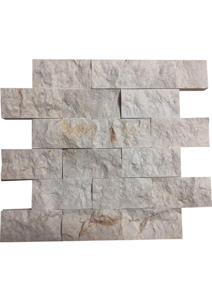 5X10Cm Bej Mermer Doğal Taş Patlatma Taş Mozaik Duvar Kaplaması
