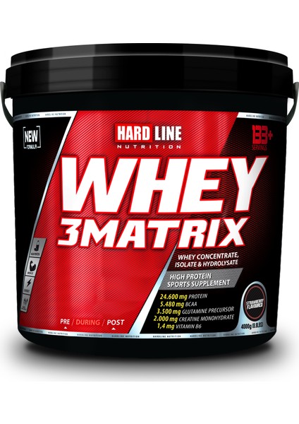 Hardline Whey 3 Matrix Protein Tozu 4000 Gr Çilek