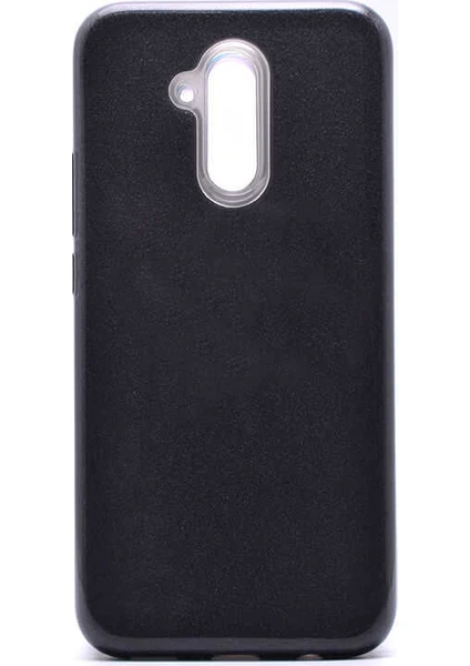 Case 4U Huawei Mate 20 Lite Kılıf Çift Katmanlı Simli Shining Sert Silikon Arka Kapak Siyah