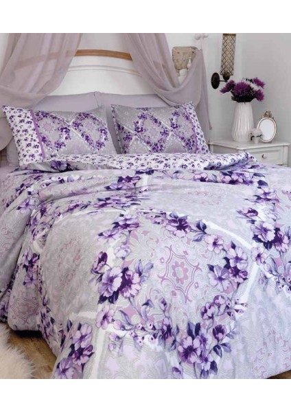 Özdi̇Lek Çift Kişilik Soft Life Saten Nevresim Takımı-Provence Lila