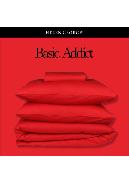 Helen George Çift Kişilik Nevresim Takımı-Basic Kırmızı