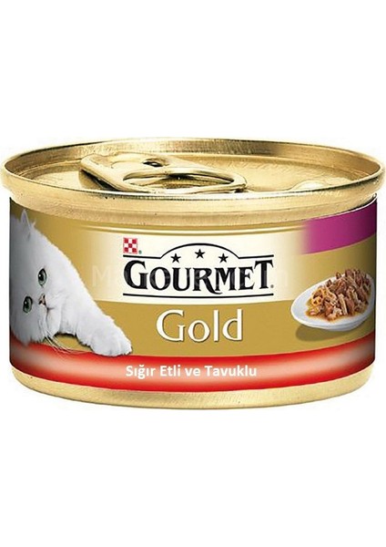 Gourmet Gold Sığır Etli,Tavuklu Konserve Mama 85 Gr