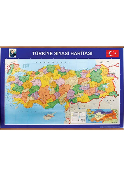 Türkiye Haritası Çıtalı Askılı 70 x 100