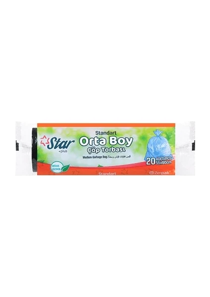 Çöp Poşeti Orta Boy 55X60 - Mavi - 1 Rulo 20'lı