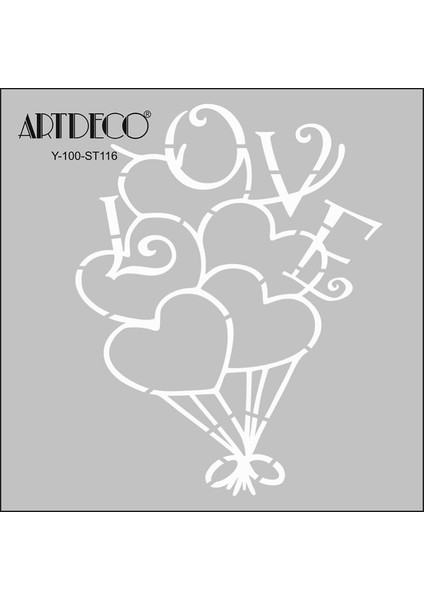 Resim Şablonu 30X30 Kalp Balon 100-St116