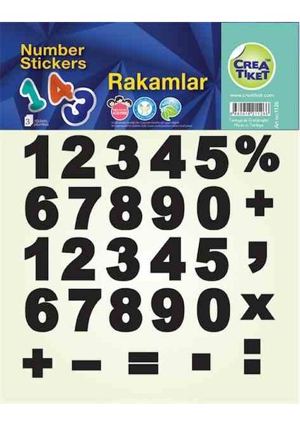 Crea Etiket Eğitim Rakamlar Büyük 1126