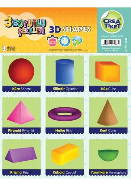 Crea Etiket Eğitim İng-Tr Geometrik-3D Şekil 1137