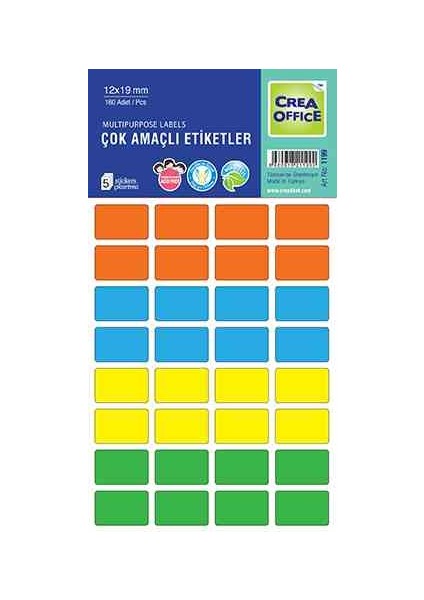 Crea Worls Ofis Etiketi 12 X 19 Renkli 1199