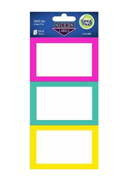 Crea Etiket Karışık Renkli Neon Etk 1207