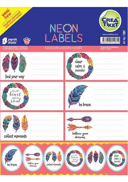 Crea Defter Etiketi Çık. Neon Trıbal 1261