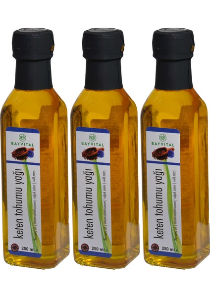 3 X 250 ml Soğuk Sıkım Keten Tohumu Yağı 750 ml