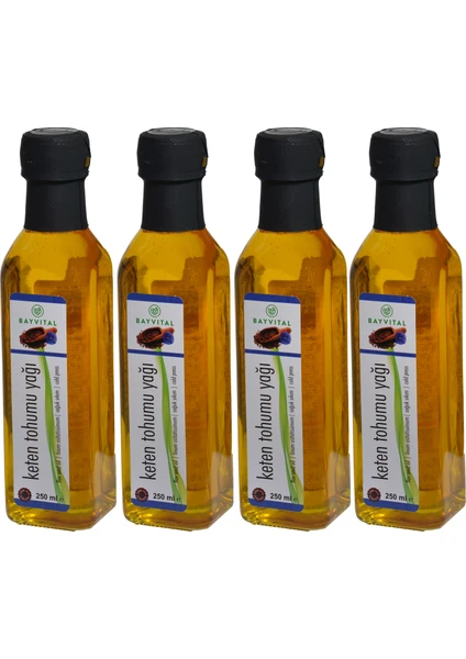 4 X 250 ml Soğuk Sıkım Keten Tohumu Yağı 1 lt