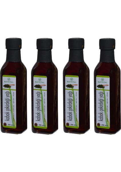 4 X 250 ml Soğuk Sıkım Kabak Çekirdeği Yağı 1 lt