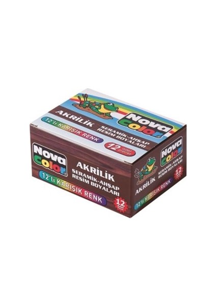 12 Renk Akrilik Boya Şişe Nc-179