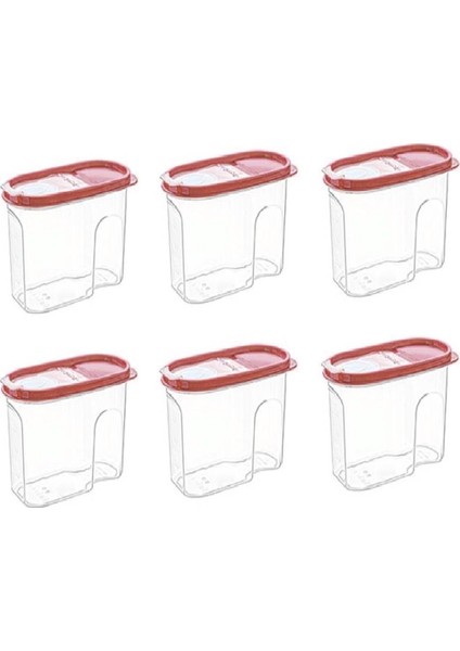 1,7 Litre Erzak Kabı 6 Adet Kırmızı