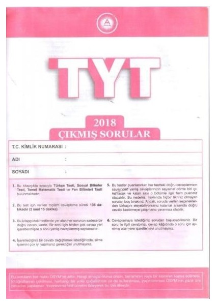 TYT Çıkmış Sorular Kitapçığıyeni