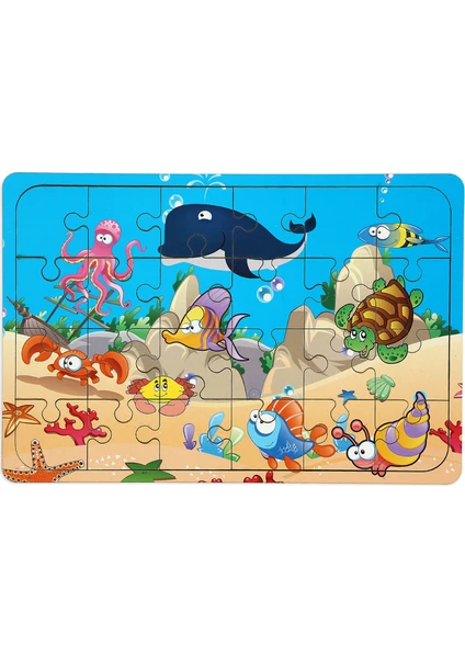 Okyanus Canlıları 24 Parça Ahşap Puzzle