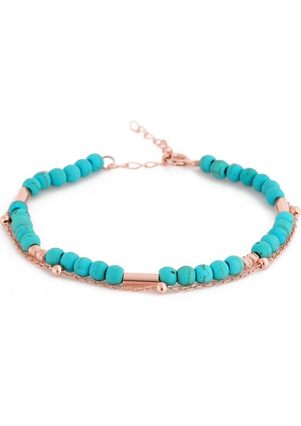 Alk3090 925 Ayar Gümüş Turkuaz Bileklik