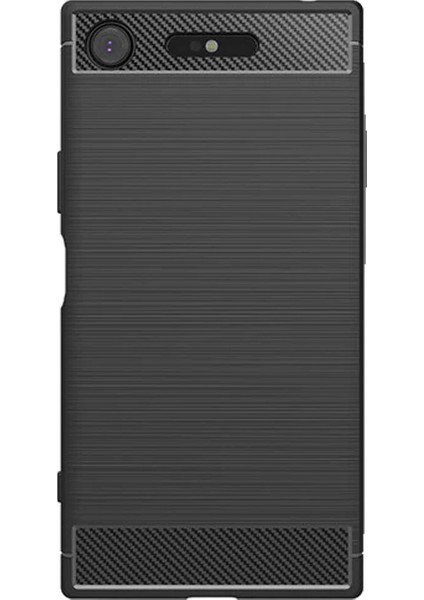 Sony Xperia XZ1 Compact Brushed Carbon Fiber Silikon Kılıf