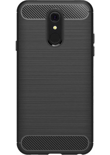 LG Q7 Plus Brushed Carbon Fiber Silikon Kılıf