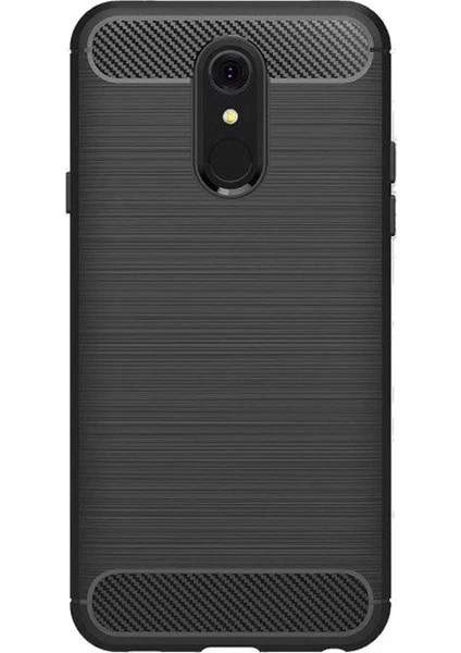 LG Q7 Plus Brushed Carbon Fiber Silikon Kılıf