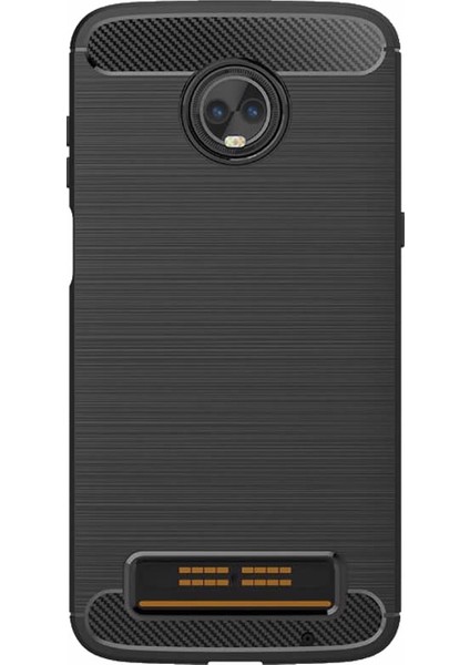 Motorola Z3 Play Brushed Carbon Fiber Silikon Kılıf