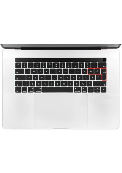 Macbook Pro 15 A1990 Touch Bar 2018 Silikon Klavye Koruması Türkçe Siyah- EU