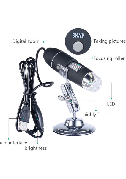 1600x USB HD Cmos 8 Led Dijital Mikroskop