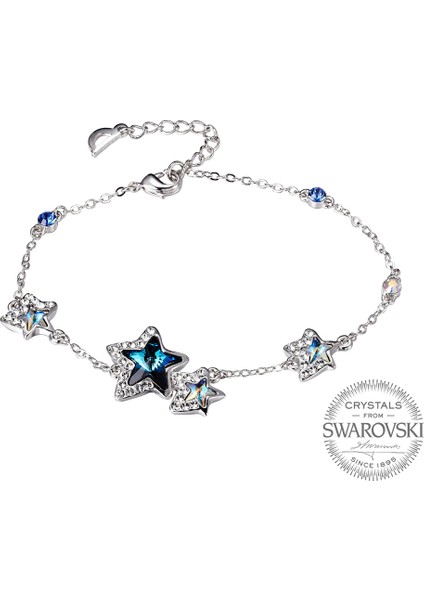 Mavi Swarovski® Taşlı Yıldız Bileklik