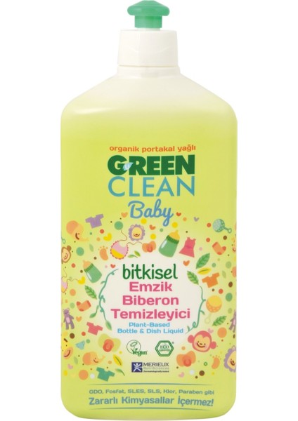 U green Clean Baby Bitkisel Çamaşır Yumuşatıcı 1 lt + Leke Çıkarıcı 1 lt + Çamaşır Deterjanı 1 lt + Emzik Biberon Temizleyici 500 ml