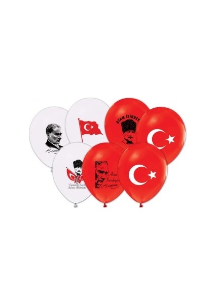 Balon 1+1 Ata-Bayrak Baskılı 100 Adet