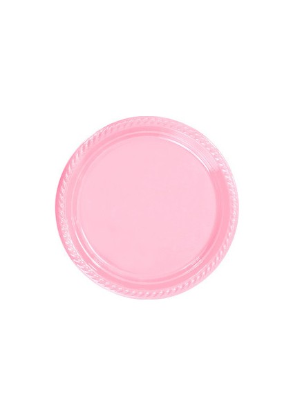 Tabak Plastik Yuvarlak 22 Cm Pembe 25 Adet