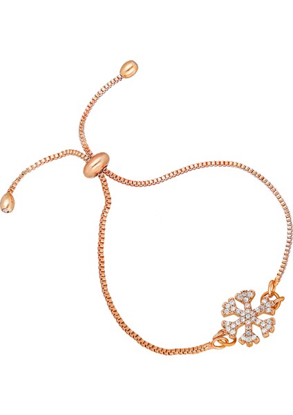 Rose Asansörlü Zirkon Kar Tanesi Bileklik Ps0663
