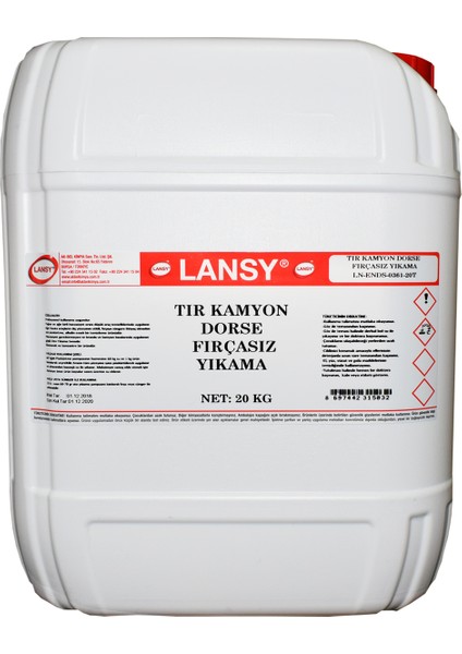 Tır Kamyon Dorse Fırçasız Yıkama 20 Kg 1/60 Konsantre