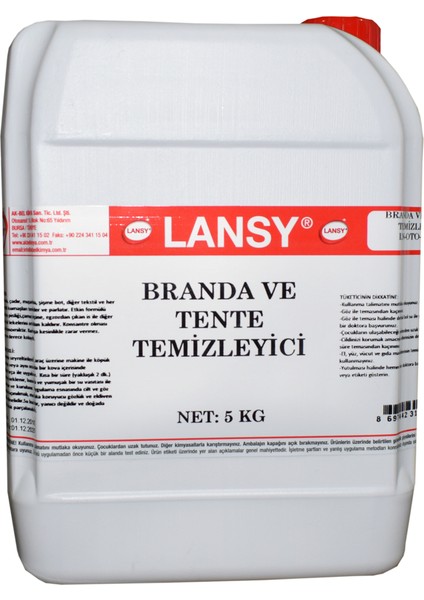 Branda Tente Ve Çadır Temizleyici 5 Kg 1/50 Konsantre