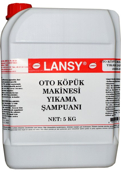 Oto Köpük Makinesi Şampuanı Konsantre 5 Kg