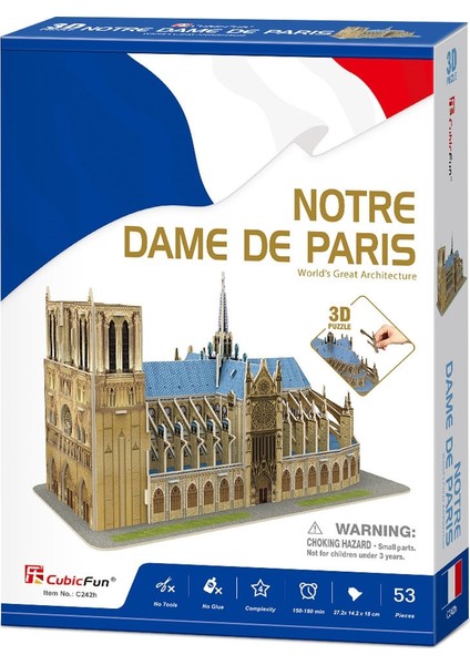 Cubic Fun 3D Puzzle 53 Parça Notre Dame De Paris 27.2x14.2x18 C242h