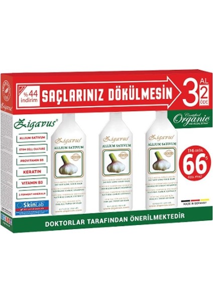 Sarımsaklı Şampuan 250ml X 3 Adet Kofre Paket