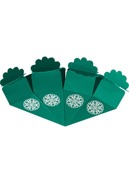 Gümüş Yaldız Baskılı Şeker Külahı Yeşil 24'lü