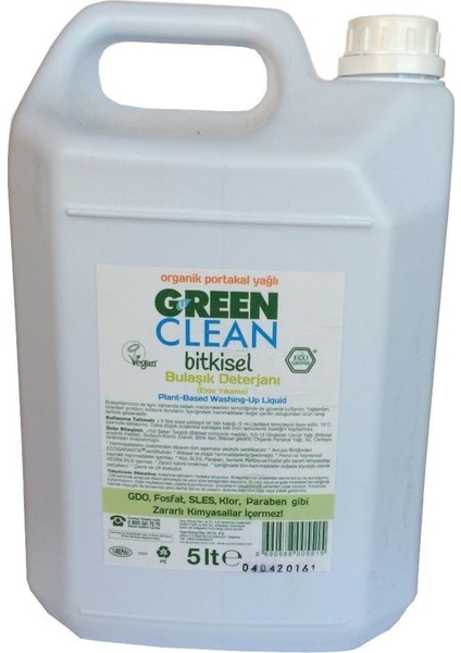 U Green Clean Bitkisel Bulaşık Deterjanı 5000 ml Organik Portakal Yağlı