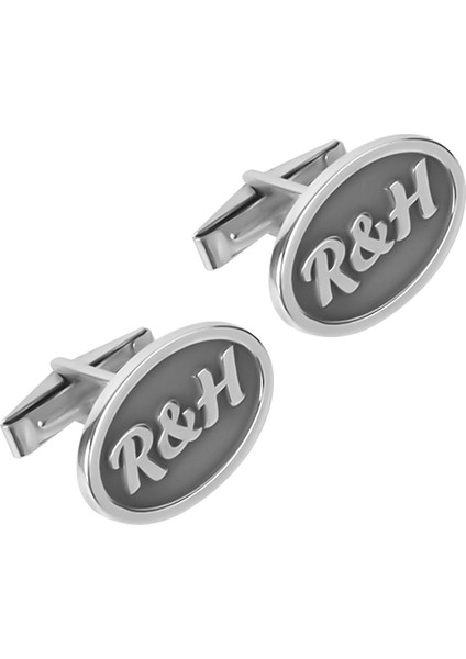 Kişiye Özel Harfli Gümüş Erkek Kol Düğmesi Glr860