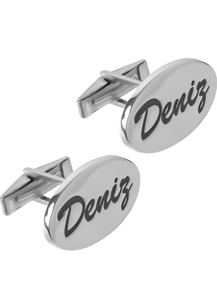 Kişiye Özel İsimli Gümüş Erkek Kol Düğmesi Glr861