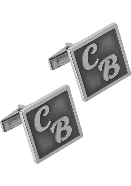 Kişiye Özel Harfli Gümüş Erkek Kol Düğmesi Glr866