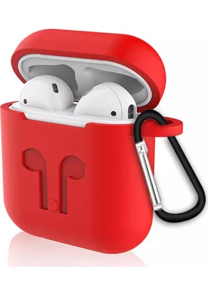 Tonmeister MAKT Apple Airpods Silikon Kılıf ve Kulaklık Askısı Kırmızı