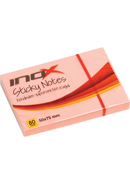 İnox 50X75 Yapışkanlı Not Kağıdı Fosforlu Pembe 80 Yp