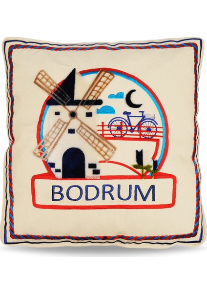 Bodrum Tafting Nakışlı Dekoratif Yastık Kılıfı